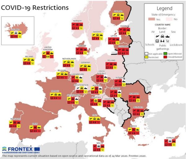 Les restrictions de circulation dans l'espace Frontex