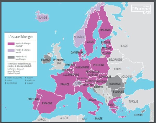 Géopolitique de l'Europe – les pays de l'espace Schengen