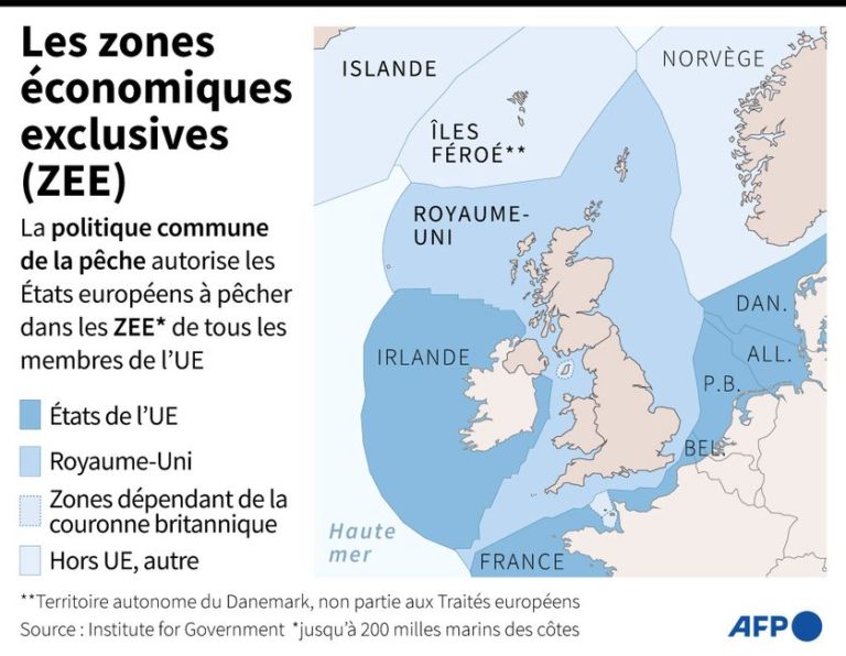 Géopolitique de l'Europe, les zones économiques exclusives et les zones de pêche.