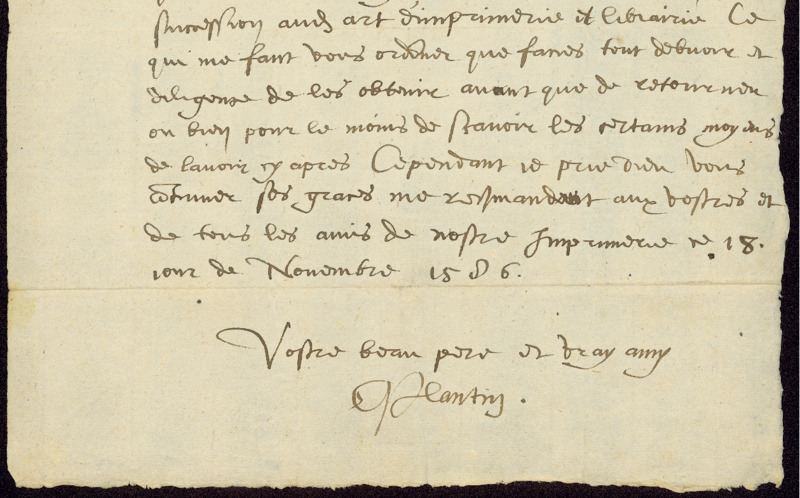 Lettre de Christophe Plantin au secrétaire du roi Philippe II, 14 novembre 1572